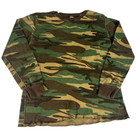 Game Winner Sportswear Camo Hunting Sweatshirt Top Youth M Green Tan Long Sleeve - Picture 1 of 8